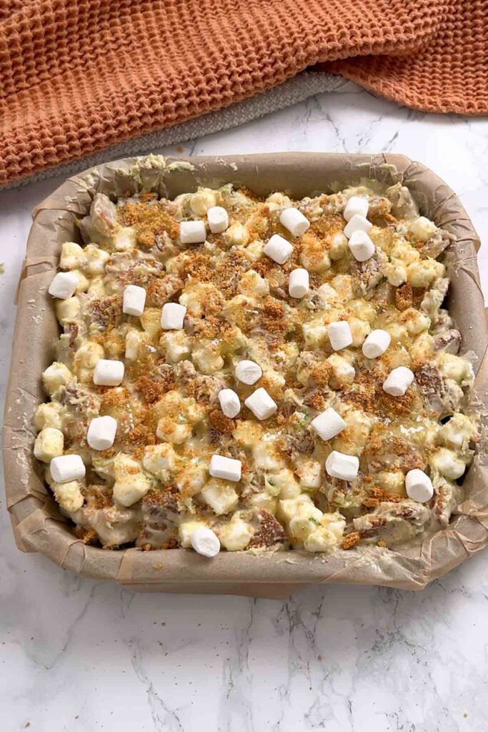 mixture pressed into lined tin