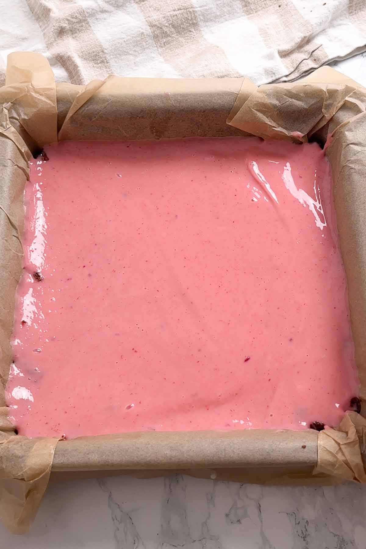 strawberry jelly layer spread on top of base