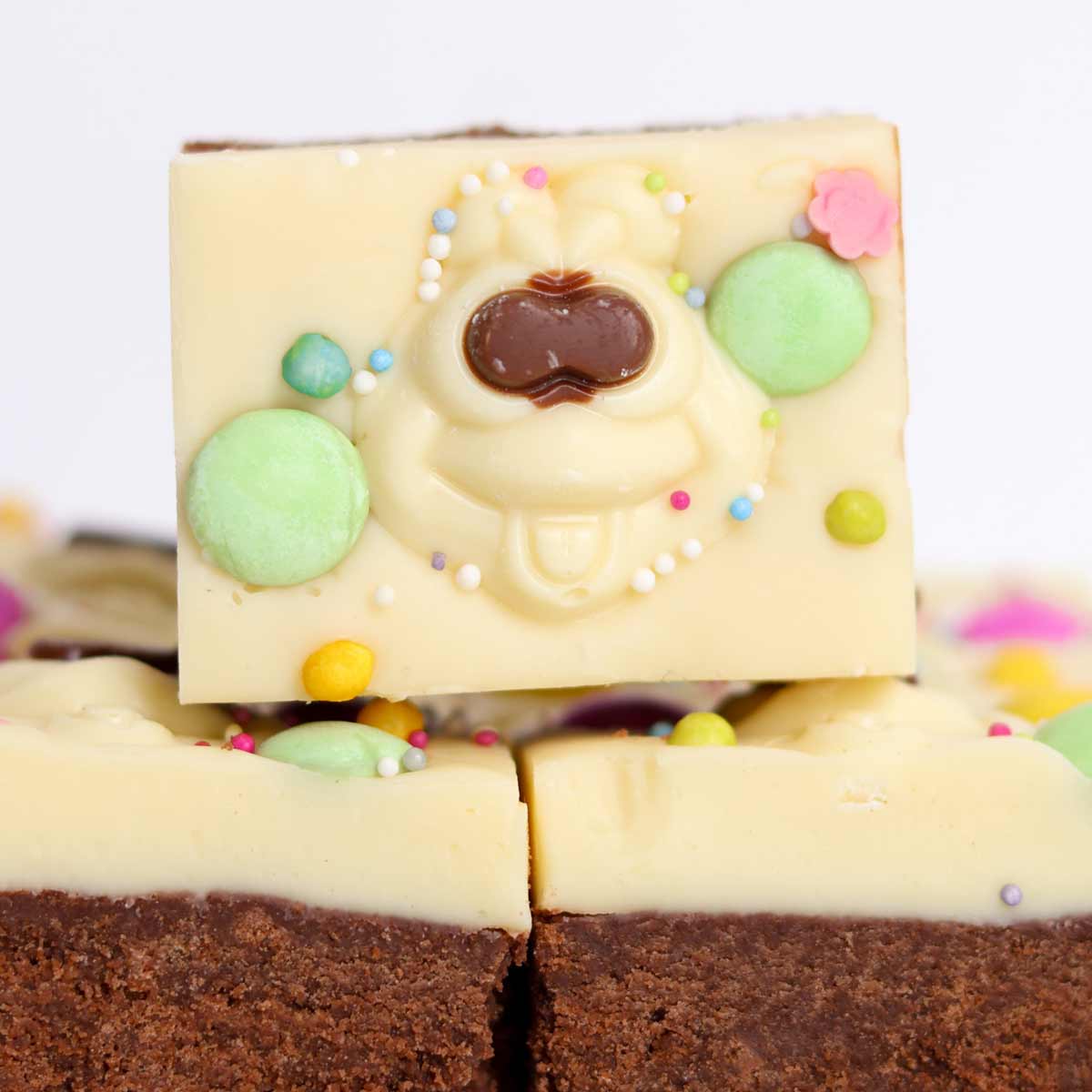 thumbnail image of no bake colin the caterpillar traybake on a plate