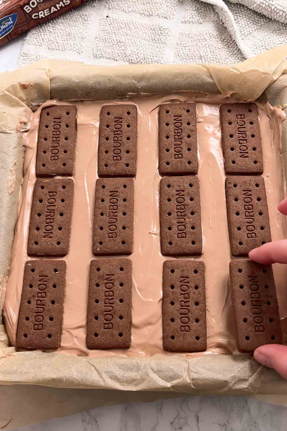 decorating with bourbon biscuit halves