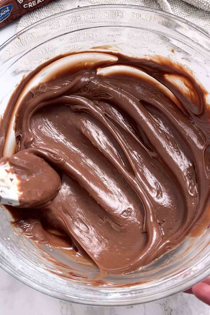 melted milk chocolate mixed into the cream cheese